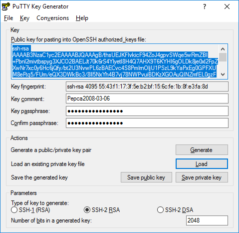 PuTTYgen screenshot
